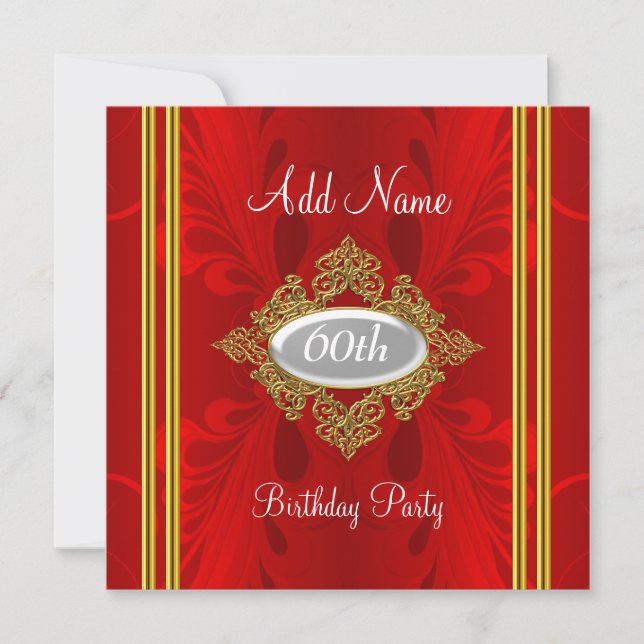 Invitation de fête d'anniversaire rouge sophistiqu (Devant)