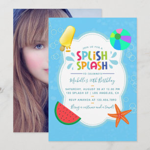 Invitation de fête d'anniversaire Splish Splash Aj
