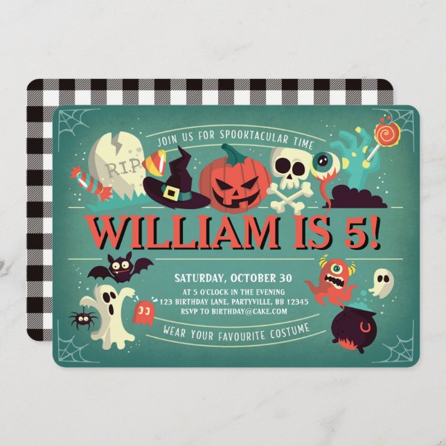 Invitation de fête d'anniversaire Spooktacular (Devant / Derrière)