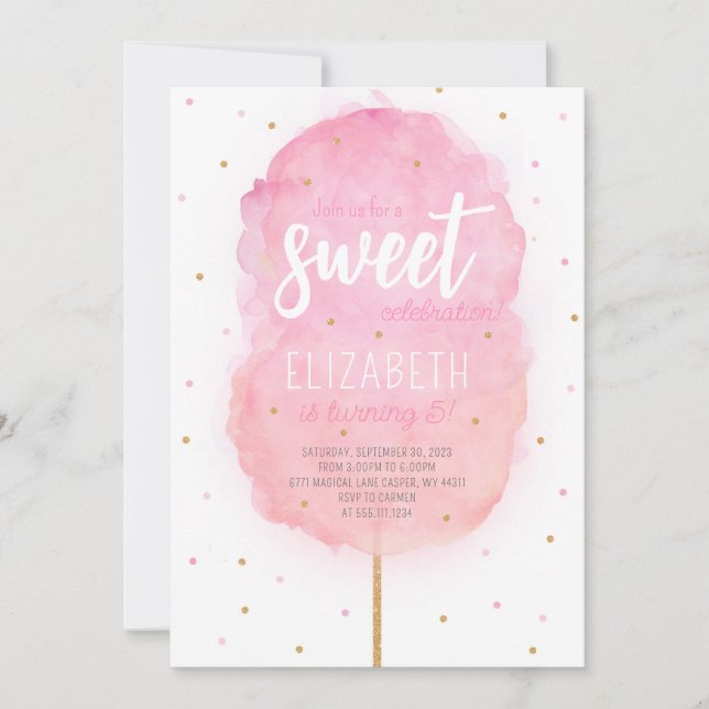 Invitation de fête d'anniversaire sucrée de barbe  (Devant)