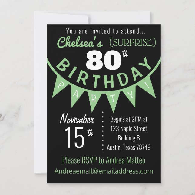 Invitation de fête d'anniversaire surprise (Devant)