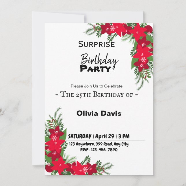 Invitation de fête d'anniversaire surprise (Devant)