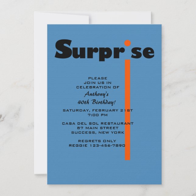 Invitation de fête d'anniversaire surprise (Devant)