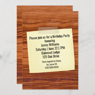 Invitation De Fête D'Anniversaire Tapé Sur Bois