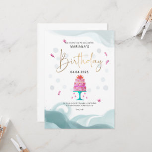 Invitation de fête d'anniversaire   Thème gâteau r