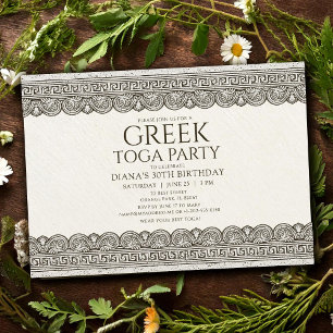 Invitation de fête d'anniversaire Toga avec élémen