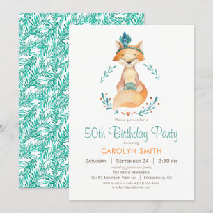 Invitation de fête d'anniversaire turquoise et ora