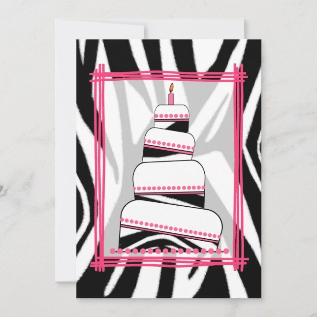 Invitation de fête d'anniversaire Zebra Print & Pi (Devant)