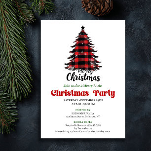 Invitation de fête d'arbre de Noël à carreaux Cozy