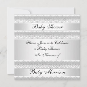 Invitation de fête de Baby Shower douce blanche