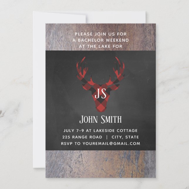 Invitation de fête de bachelor avec monogramme de  (Devant)