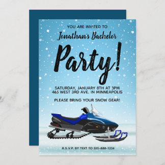Invitation de fête de bachelor d'hiver en motoneig