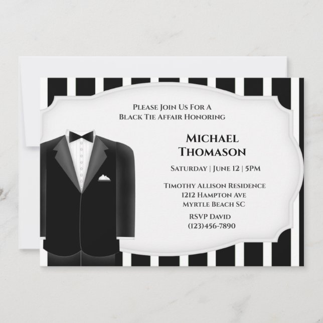 Invitation de fête de Bachelor en smoking de maria (Devant)