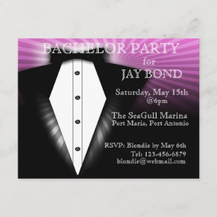 Invitation de fête de bachelor en smoking élégante