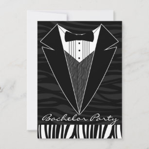 Invitation de fête de bachelor en smoking noir
