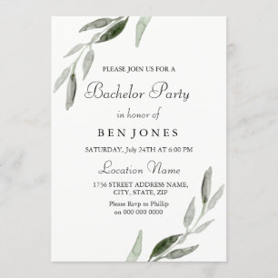 Invitation de fête de bachelor pour hommes à feuil