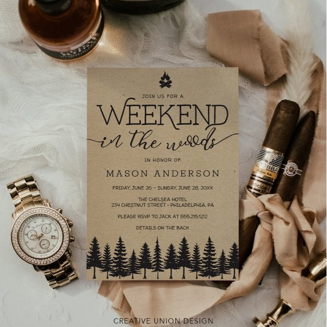 Invitation de fête de bachelor 'Week-end dans les  (Créateur téléchargé)
