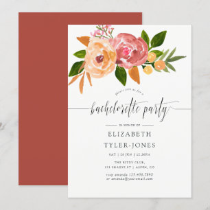 Invitation de fête de Bachelorette aux fleurs sauv