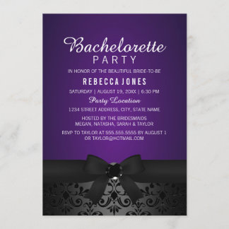 Invitation de fête de Bachelorette avec un nœud no