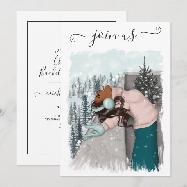 Invitation de fête de Bachelorette de Noël Afro-Am (Devant / Derrière)