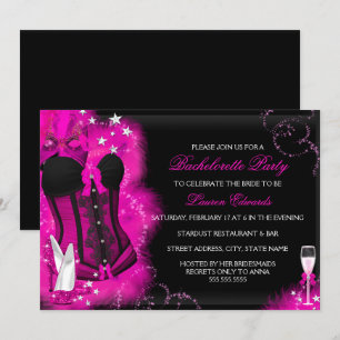 Invitation de fête de bachelorette en corset à plu