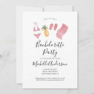 Invitation de fête de bachelorette sur la plage à
