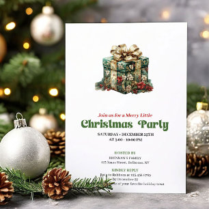 Invitation de fête de cadeau de Noël vintage tradi