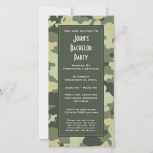 Invitation de fête de camouflage militaire