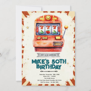 Invitation de fête de casino à machines à sous