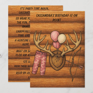 Invitation de fête de chasse pour filles à télécha