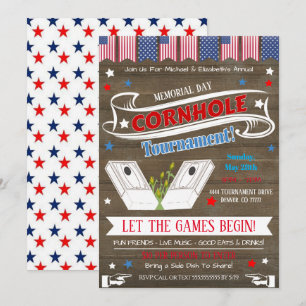 Invitation de fête de cornhole patriotique