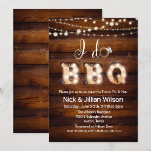 Invitation de fête de couples Rustique I DO BBQ