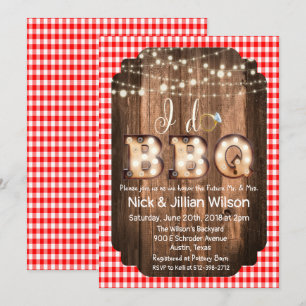Invitation de fête de couples Rustique I DO BBQ