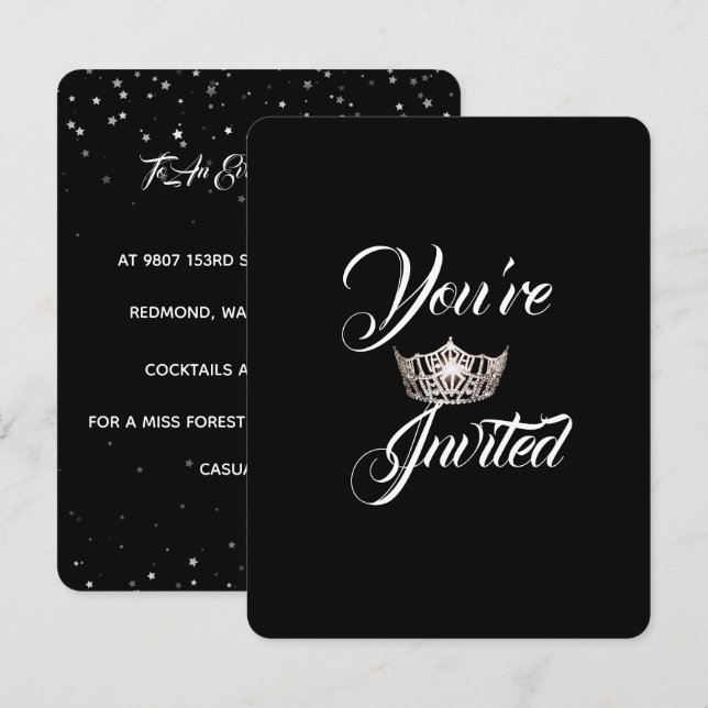 Invitation de fête de couronne d'argent Miss Ameri (Devant / Derrière)