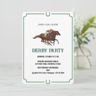 Invitation de fête de course de chevaux Derby vint