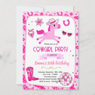 Invitation de fête de cowgirl Pink Pony