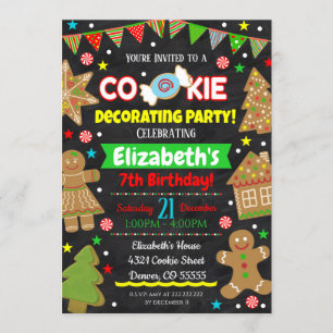 Invitation de fête de décoration de biscuits de No