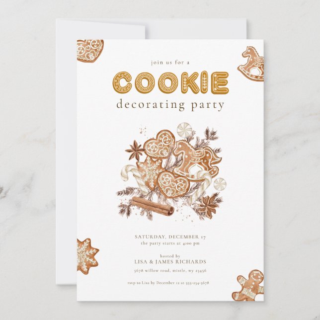 Invitation de fête de décoration de biscuits de No (Devant)