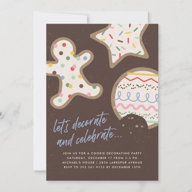 Invitation de fête de décoration de biscuits de No (Devant)