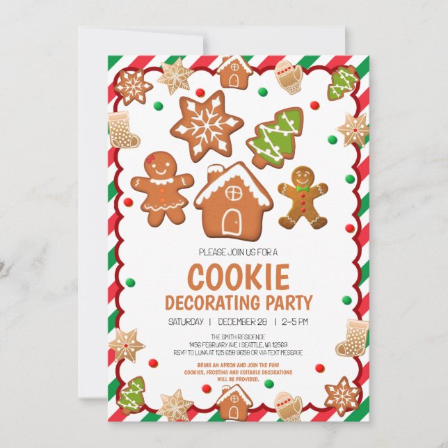 Invitation de fête de décoration de biscuits de No (Devant)