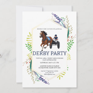Invitation de fête de derby de course de harnais f