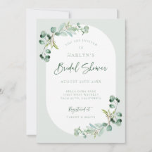 Invitation de fête de douche de mariée en eucalypt
