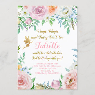 Invitation de fête de fée florale, Invitation de f