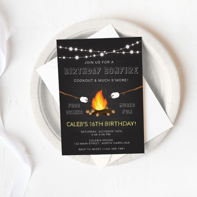 Invitation de fête de feu de camp, Anniversaire, C (Créateur téléchargé)