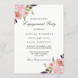 Invitation de fête de fiançailles aux pivoines ros