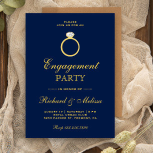 Invitation de fête de fiançailles avec bague de di