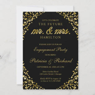 Invitation de fête de fiançailles avec confettis e