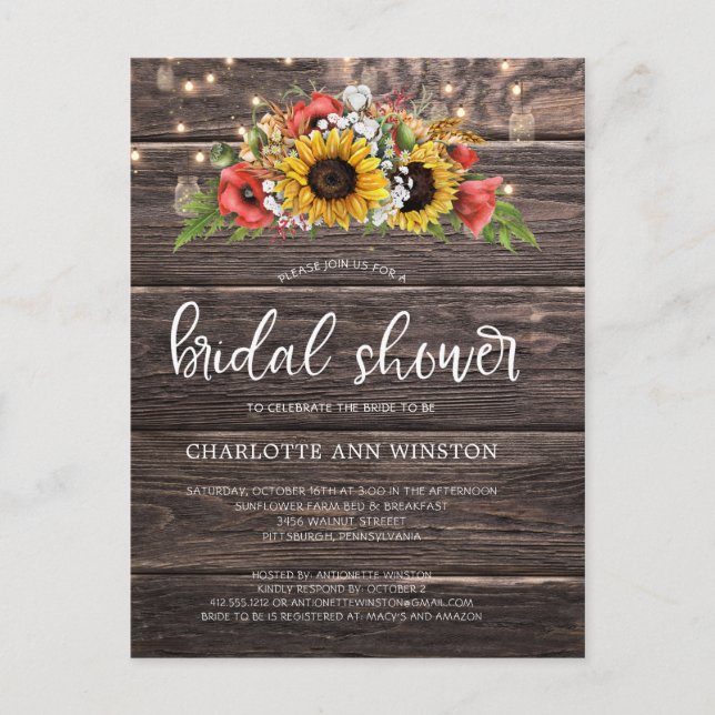 Invitation de Fête de Fiançailles avec Tournesols  (Devant)