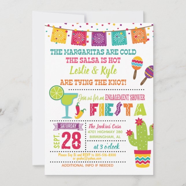 Invitation de fête de fiançailles - Blanc (Devant)