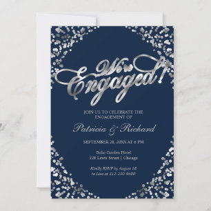 Invitation de fête de fiançailles Blue We're Engag